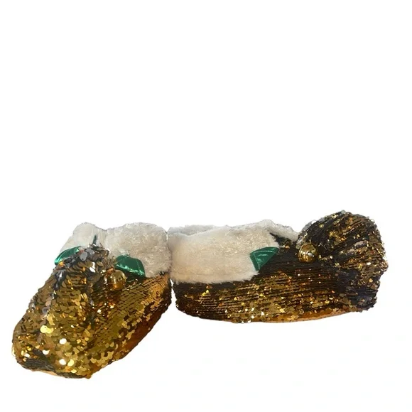 Dan Dee Collectors Choice sequined elf slippers with golden bells. Size Medium - Picture 6 of 13